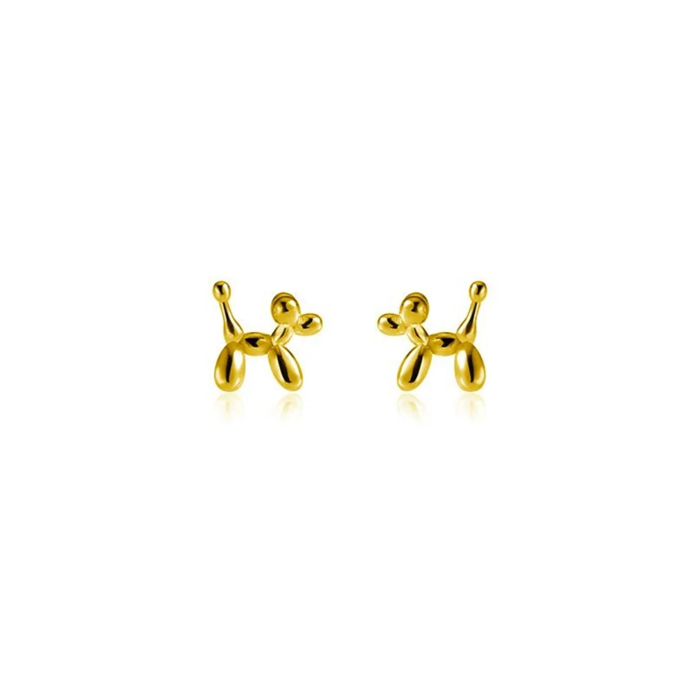 NEW Unisex Gold-Plated S925 Balloon Dog Stud Earrings,‎ 0.7cm